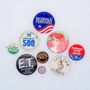9 Button Pin  E.T. /Ariel/Political Button Collection